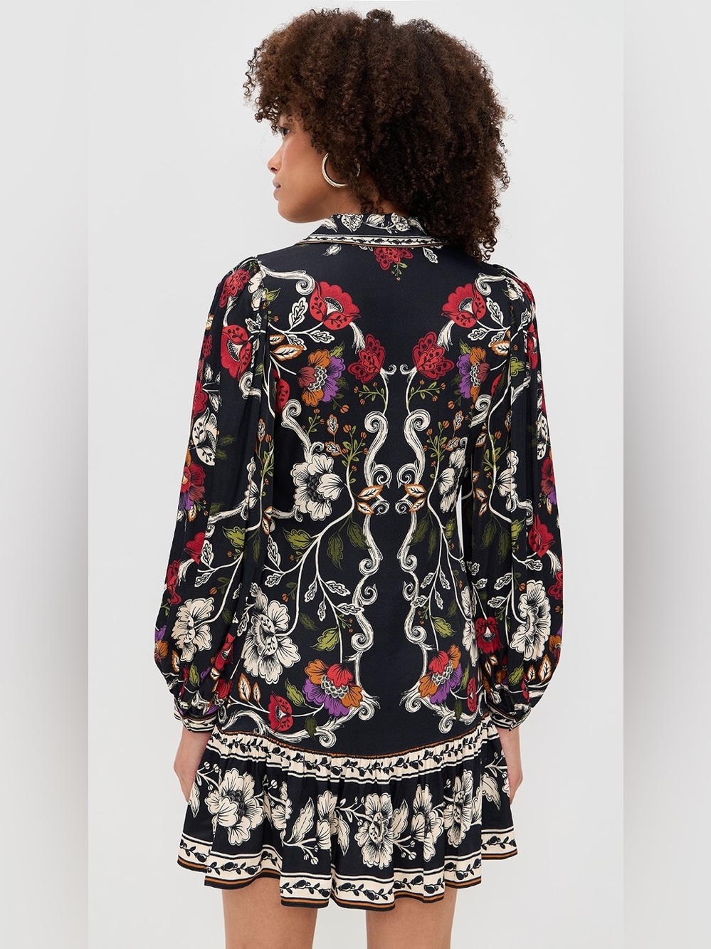 Farm Rio Roccoco Floral Minidress Womens Large Multicolor Bell Sleeves Bohemian - Picture 6 of 16